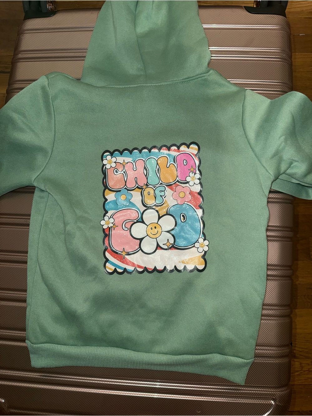 SHEIN Mint Green 'Child of God' Graphic Hoodie